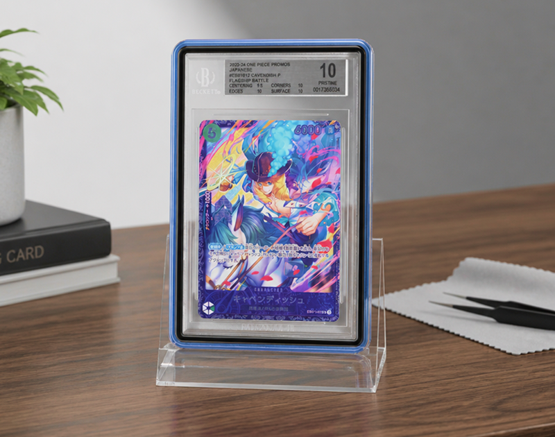 Protected card ready for display